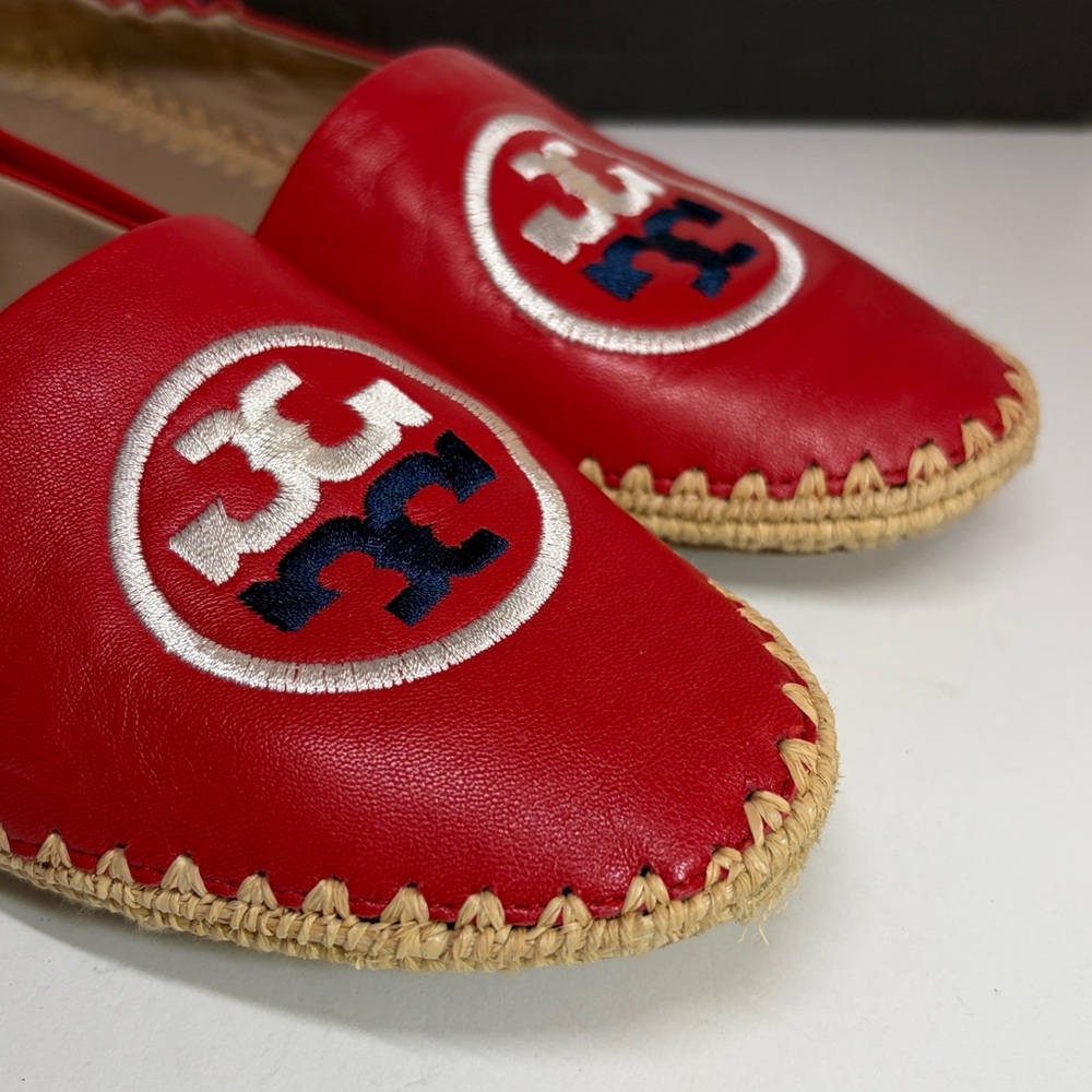 Tory Burch Darien Red Loafer Espadrille nappa leather Womens Size 7M - Picture 6 of 16